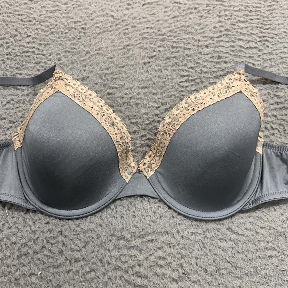 Gapbody Bra 34B T-Shirt Bra Favorite T-Shirt Lace Trim Gray